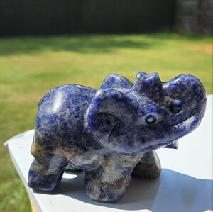 Sodalite Elephant Carving